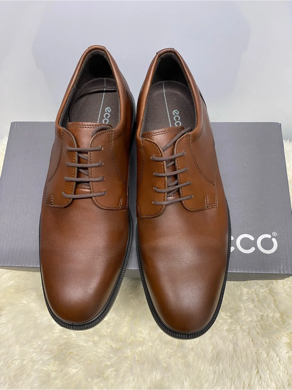 NIB! Ecco Maitland Derby Mens Shoes Plain Toe Lace-Up In Mink Size US7-7.5/ EU41